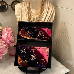 NIB Kurt Geiger Velvet Star Embellished Beauty Pouch Eye Mask Nighttime Set